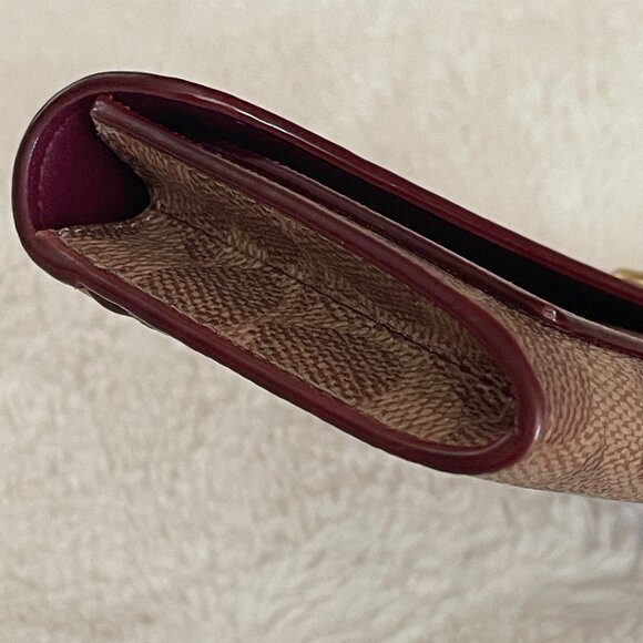 Coach WYN Colorblock Signature Canvas Soft Wallet Brass/Tan/Rust - Picture 6 of 11